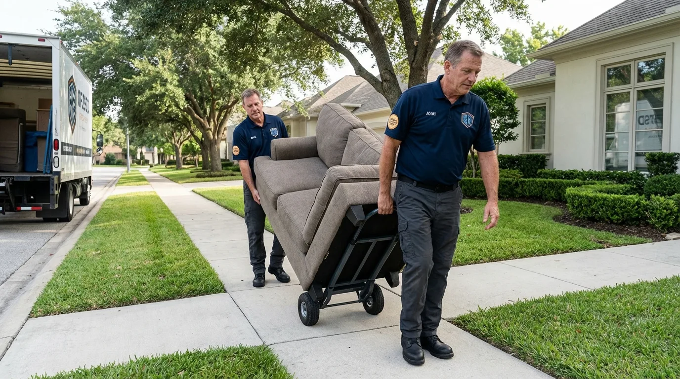 Local residential moving crew loading furniture in Michigan City, IN