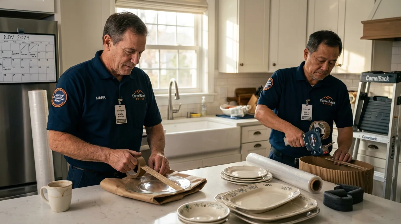 Professional crew packing kitchen dishware in Michigan City, IN