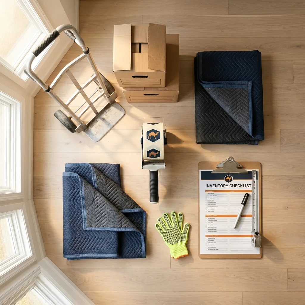 Professional moving supplies and packing materials layout for Michigan City residential relocations